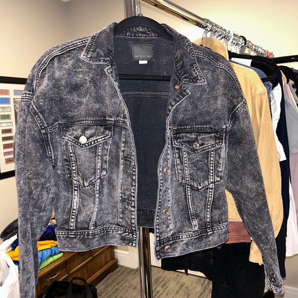 American eagle distressed black jean jacket - Picture 4 of 5